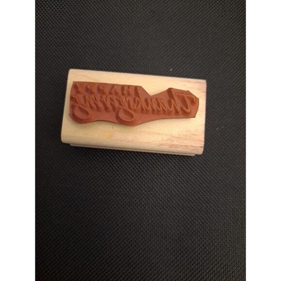 Happy Thanksgiving Wood Mounted Rubber Stamp Holiday Cards Stampin Up - Picture 3 of 3